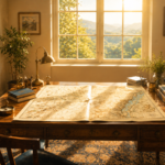 A wide view of a map-covered study desk in morning light, evoking the book's framing of this framework as "reading the human map."