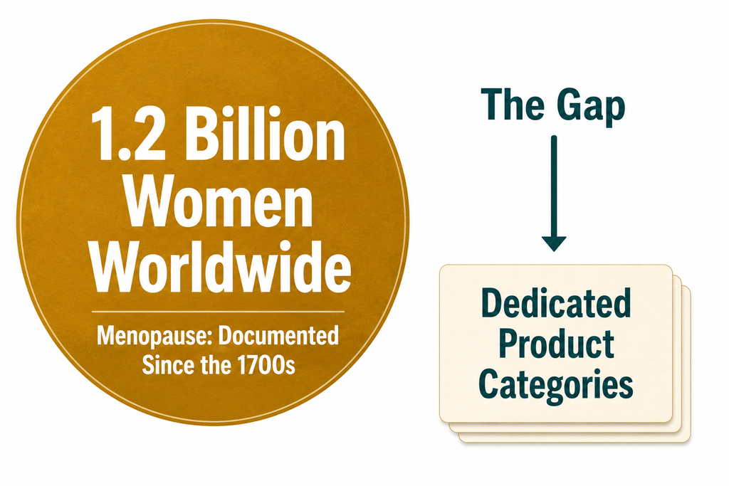 Diagram comparing the scale of the menopause economy against the thinness of its product infrastructure