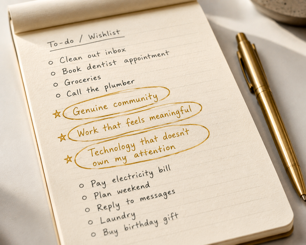  Conceptual image of a handwritten wishlist with three underserved items highlighted